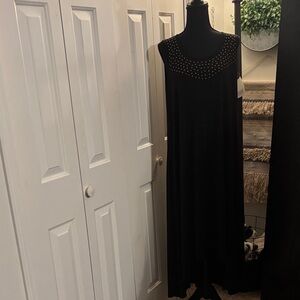 Grace Black Maxi Dress with Gold Studs